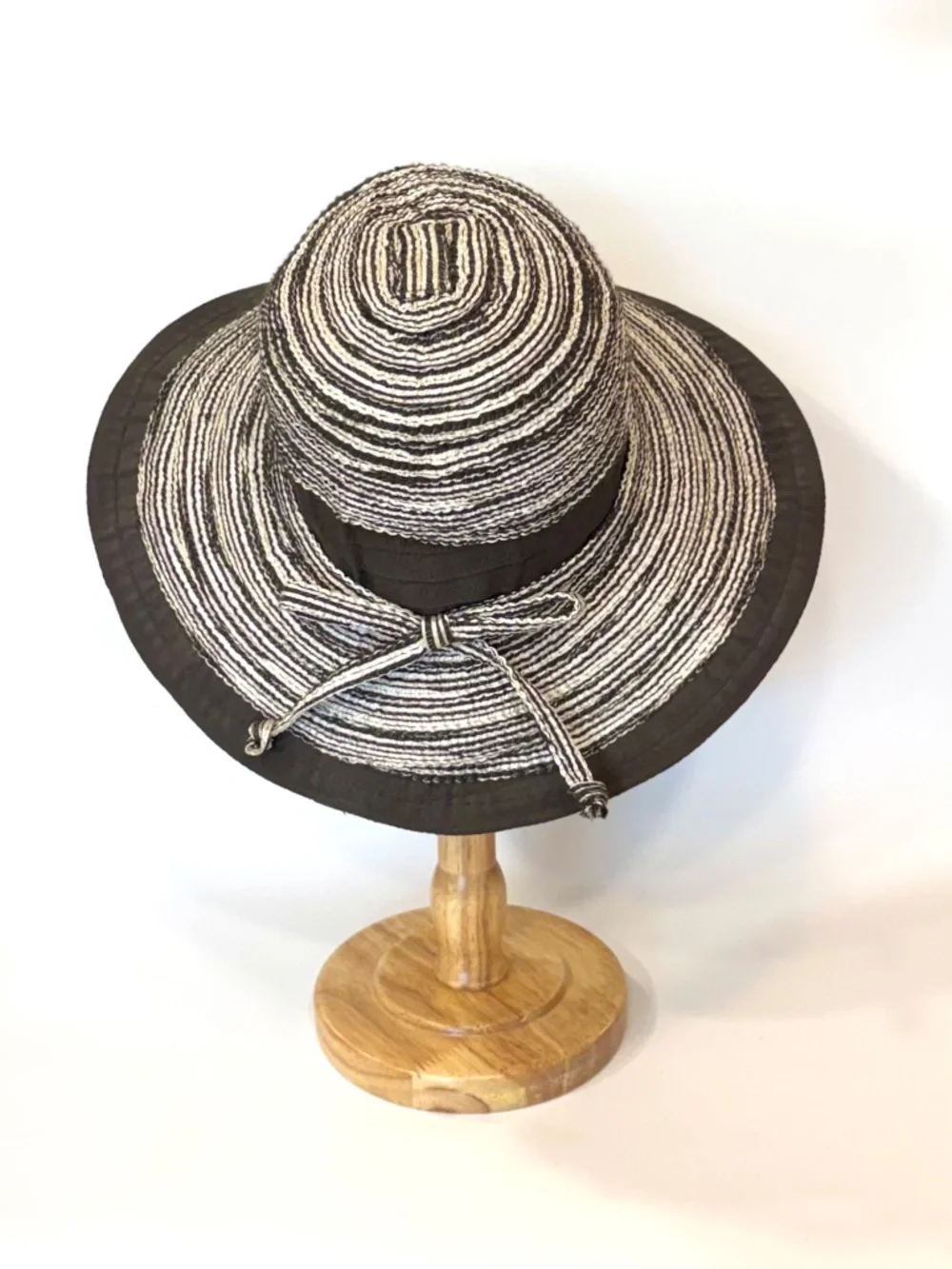 Woman's Brown & White Woven Hat from John Callanan Resort Millinery Collection